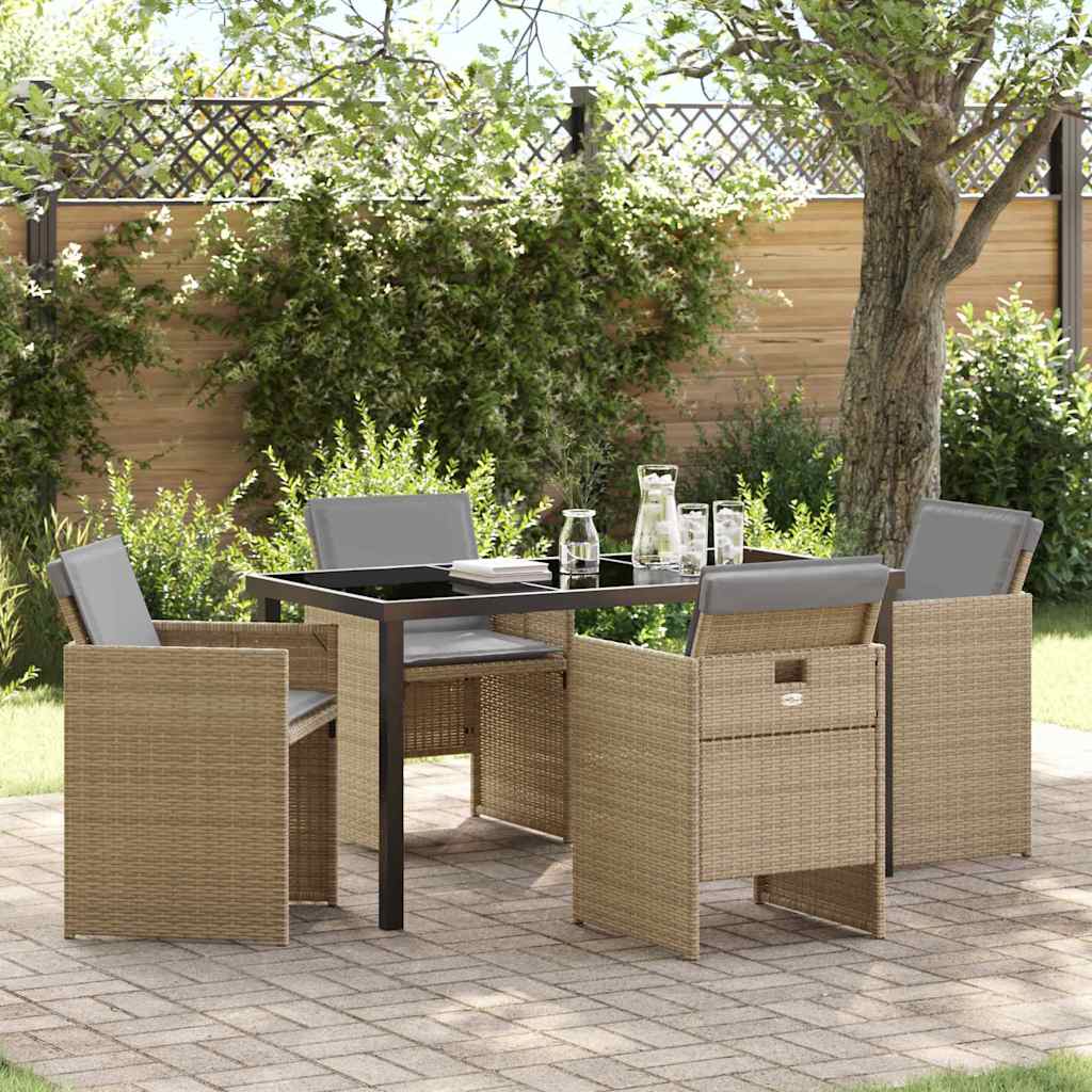 vidaXL Garden Dining Set 5 pcs Black poly rattan