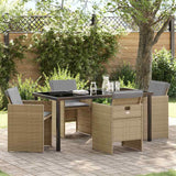 vidaXL Garden Dining Set 5 pcs Black poly rattan