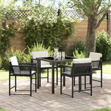 vidaXL Tuin Eettafel Set 5 pcs Zwart poly rattan