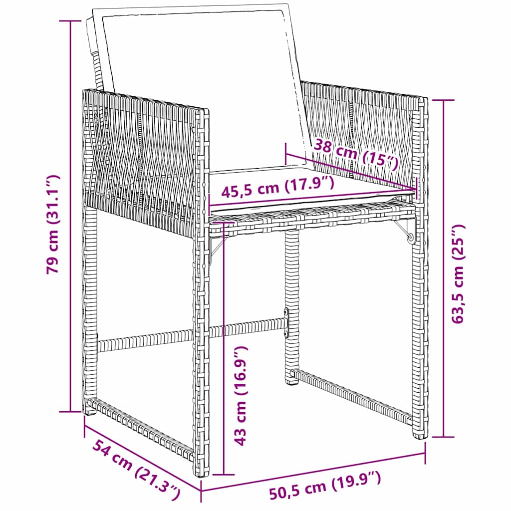 vidaXL Tuin Eettafel Set 5 pcs Zwart poly rattan