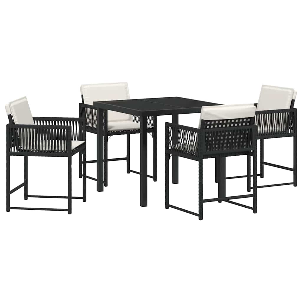 vidaXL Tuin Eettafel Set 5 pcs Zwart poly rattan
