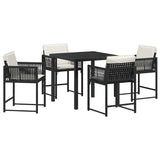 vidaXL Tuin Eettafel Set 5 pcs Zwart poly rattan