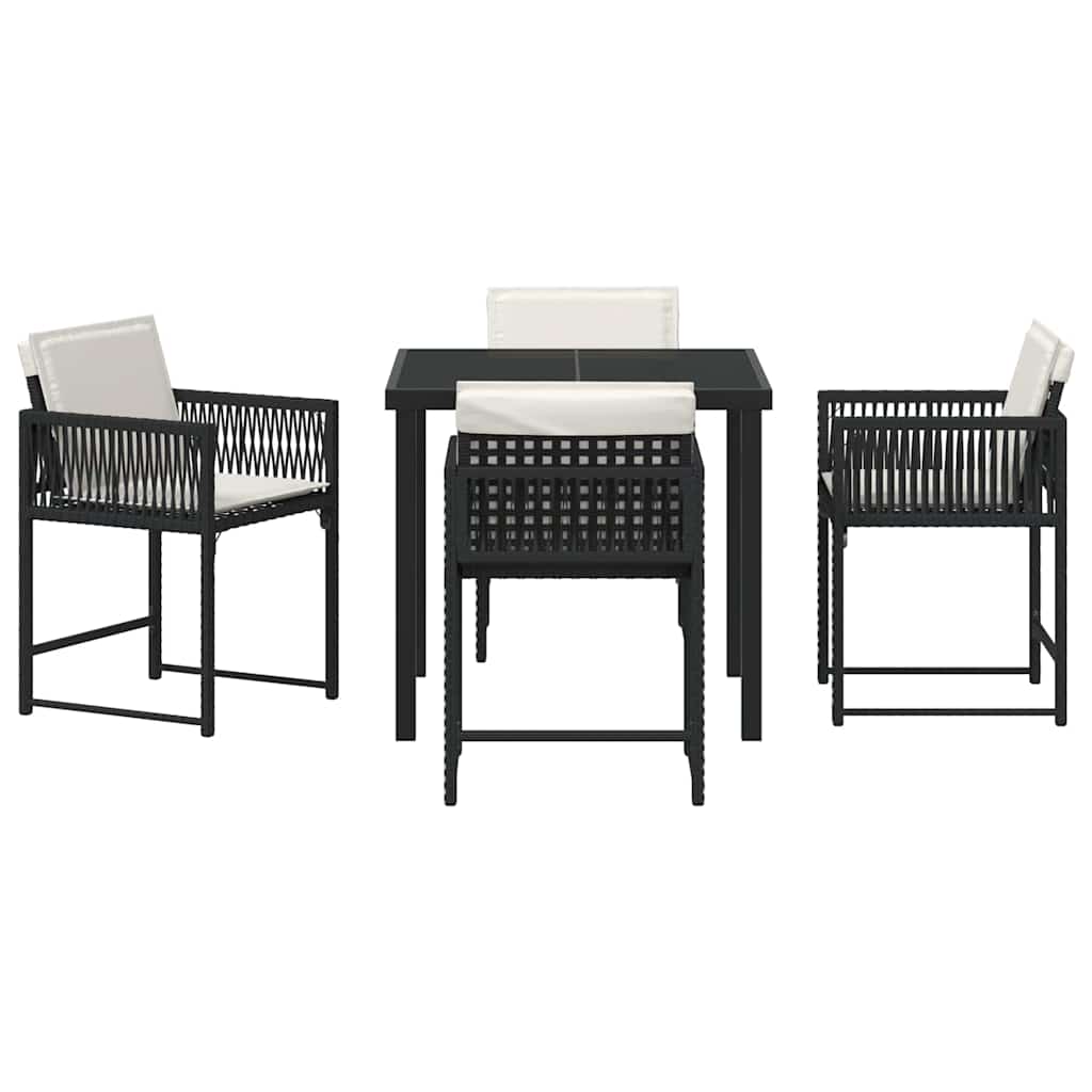 vidaXL Tuin Eettafel Set 5 pcs Zwart poly rattan