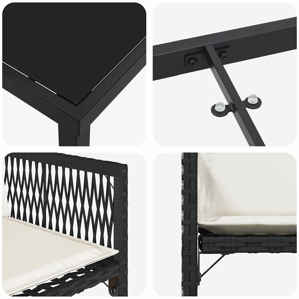 vidaXL Tuin Eettafel Set 5 pcs Zwart poly rattan
