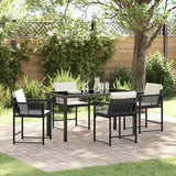 vidaXL Tuin Eettafel Set 5 pcs Zwart poly rattan