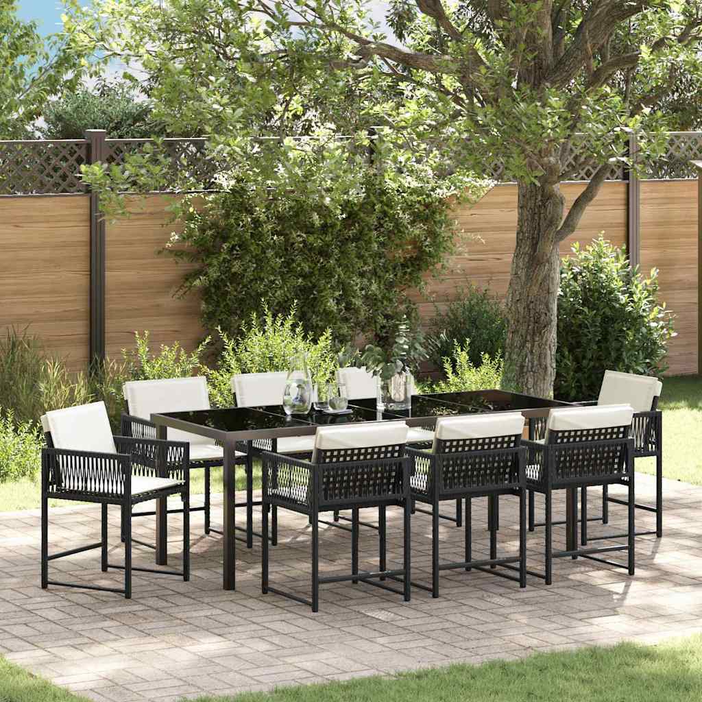 vidaXL Tuin Eettafel Set 5 pcs Zwart poly rattan