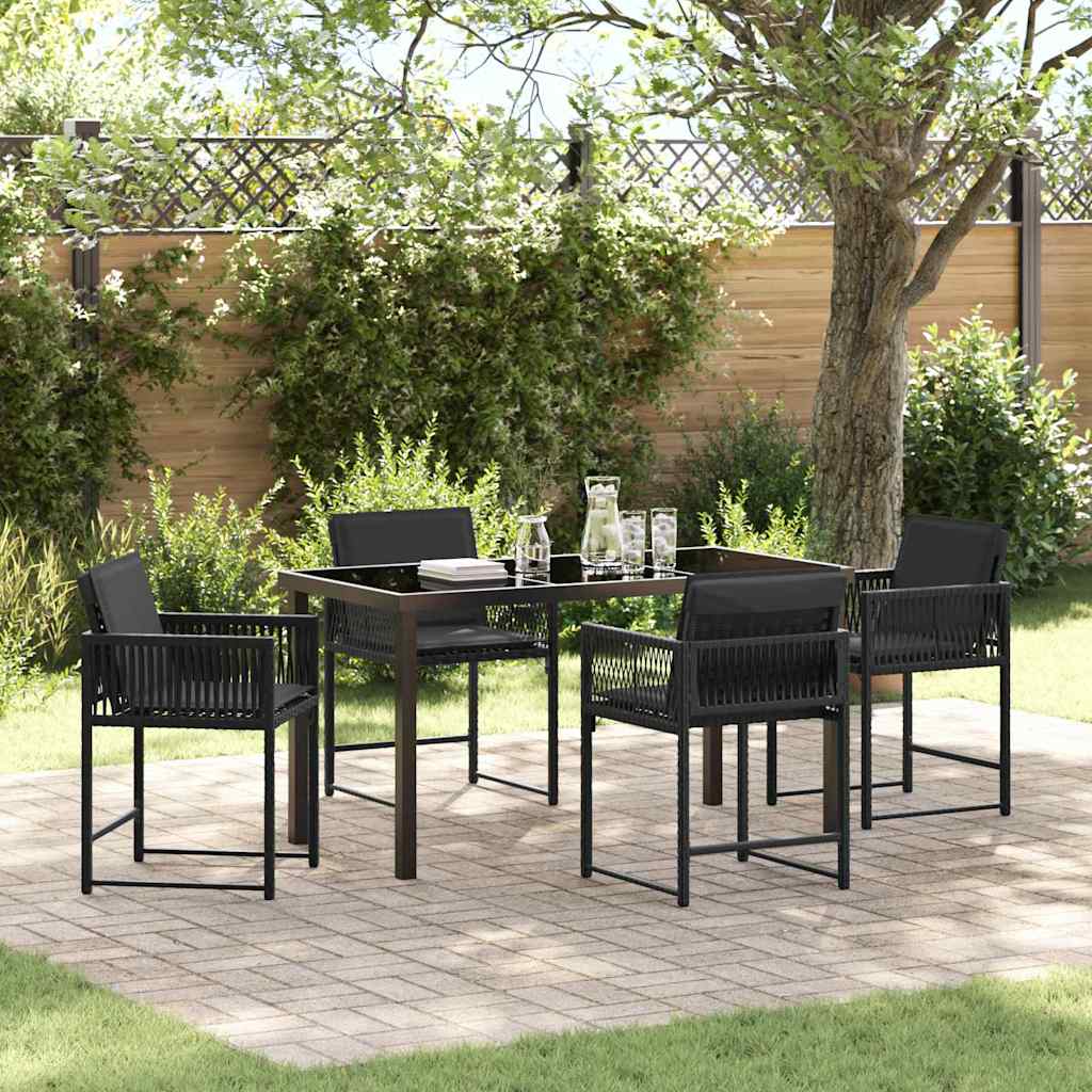 vidaXL Tuin Eettafel Set 5 pcs Zwart poly rattan