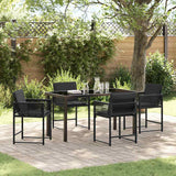 vidaXL Tuin Eettafel Set 5 pcs Zwart poly rattan