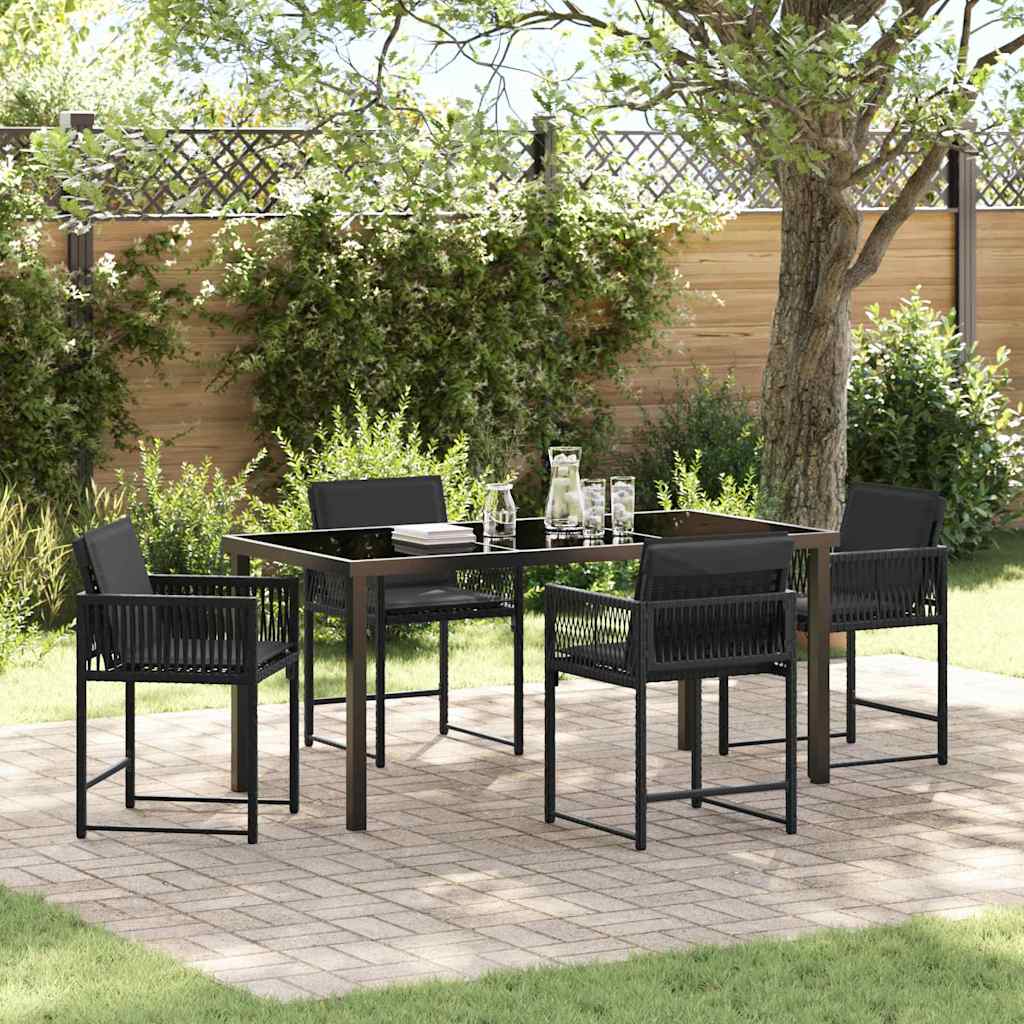 vidaXL Tuin Eettafel Set 5 pcs Zwart poly rattan