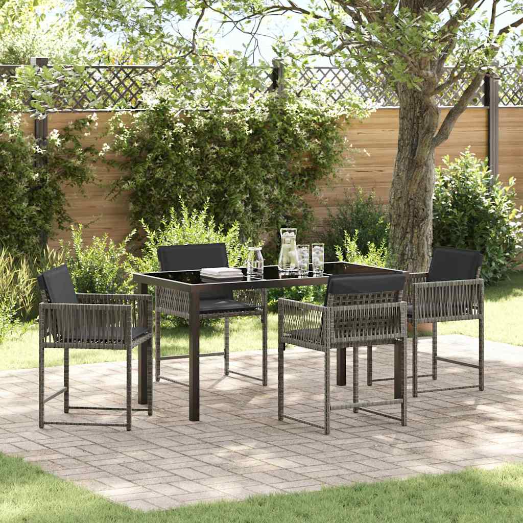 vidaXL Tuin Eettafel Set 5 pcs Zwart poly rattan
