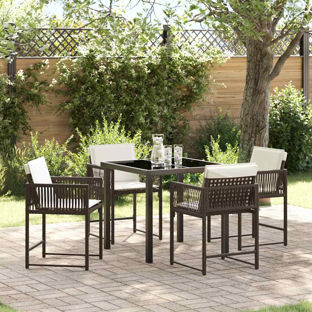 vidaXL Tuin Eettafel Set 5 pcs Zwart poly rattan