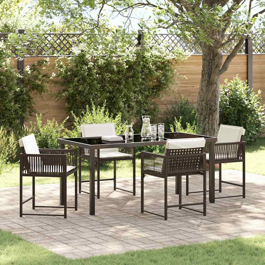 vidaXL Tuin Eettafel Set 5 pcs Zwart poly rattan