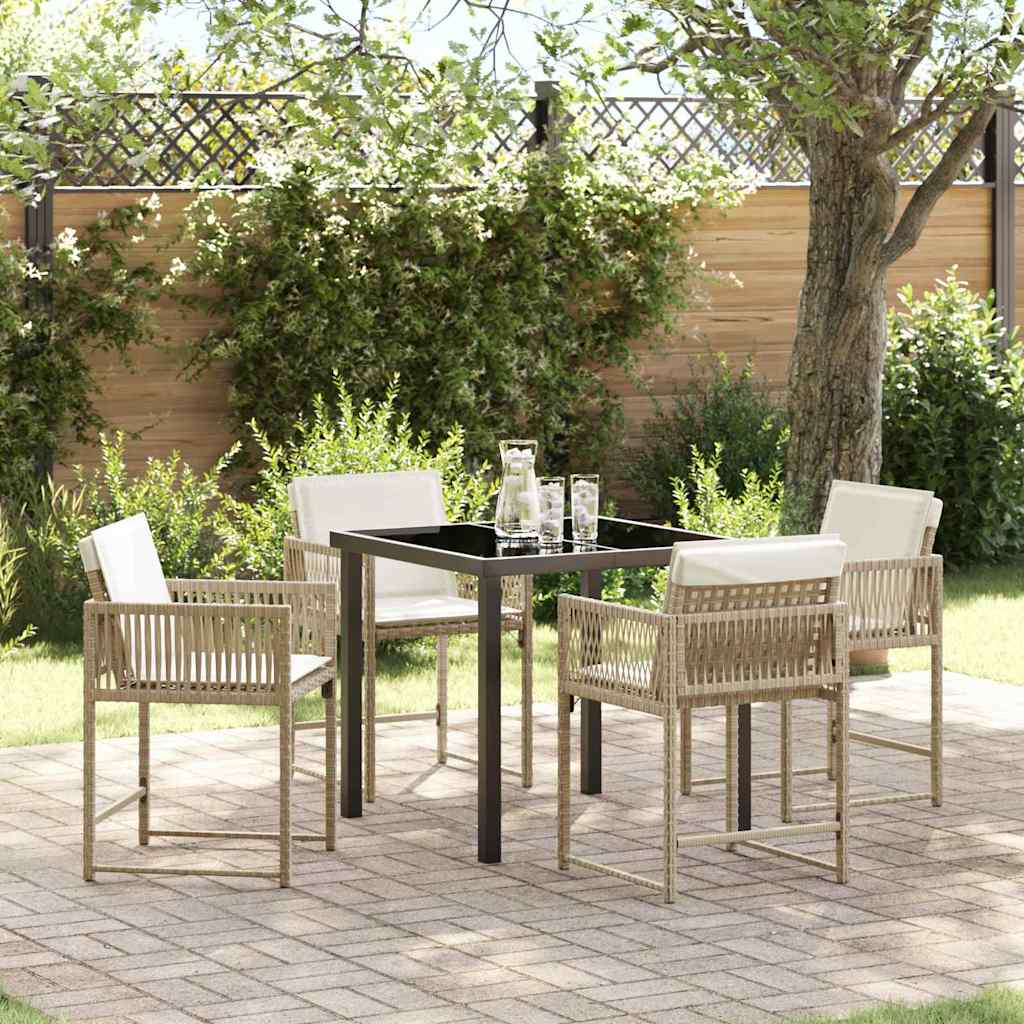 vidaXL Tuin Eettafel Set 5 pcs Zwart poly rattan
