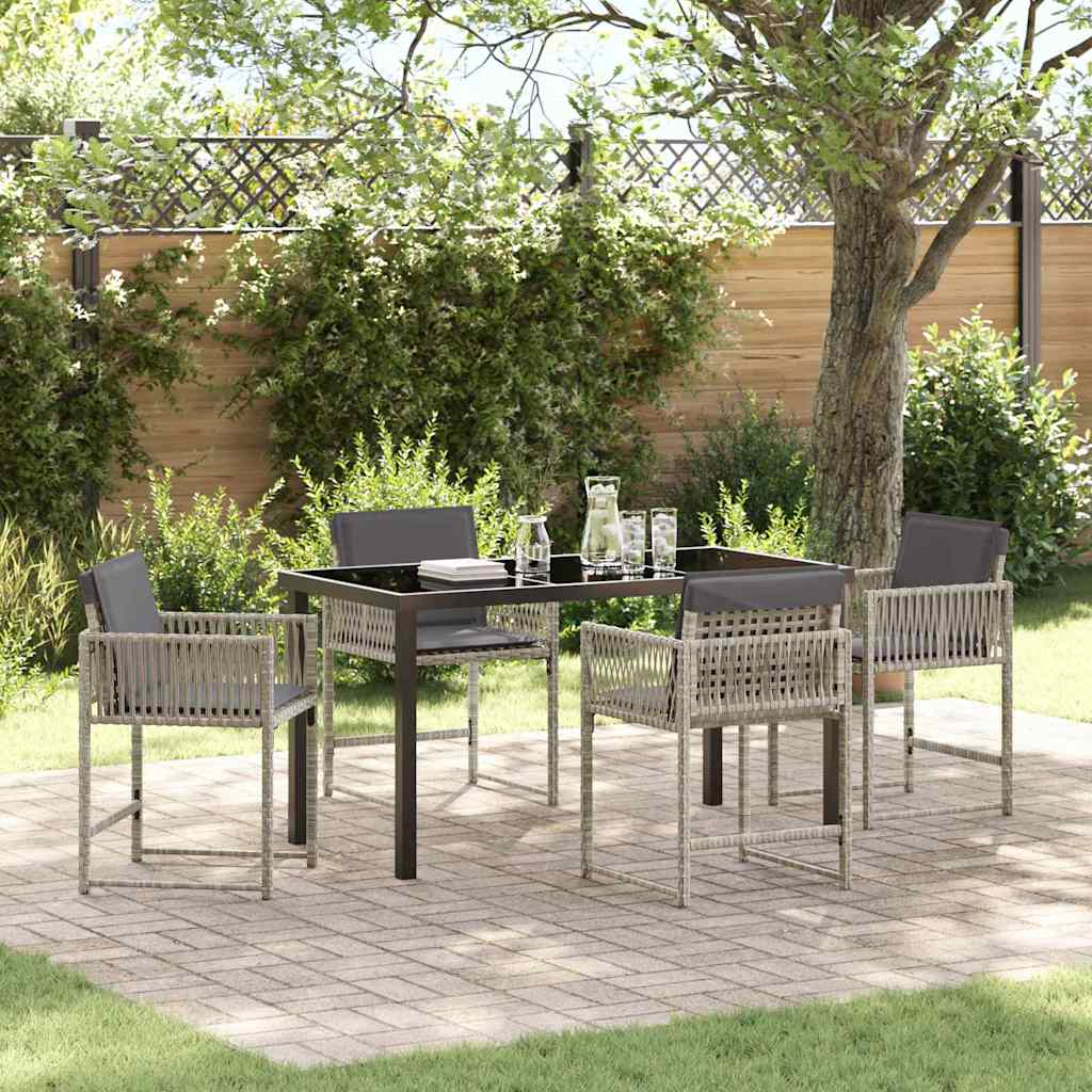 vidaXL Tuin Eettafel Set 5 pcs Zwart poly rattan