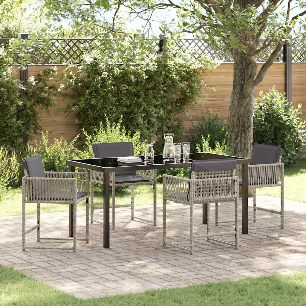 vidaXL Tuin Eettafel Set 5 pcs Zwart poly rattan
