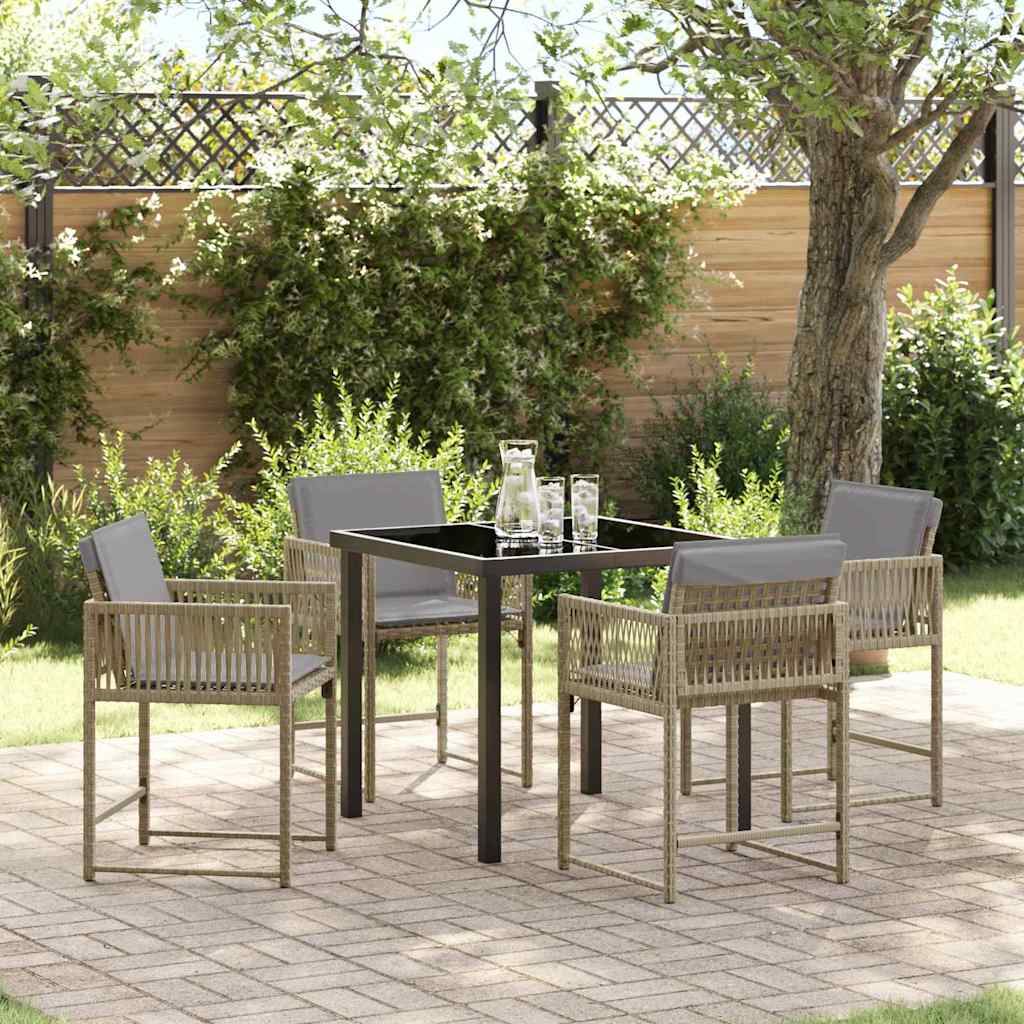 vidaXL Tuin Eettafel Set 5 pcs Zwart poly rattan