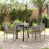 vidaXL Tuin Eettafel Set 5 pcs Zwart poly rattan