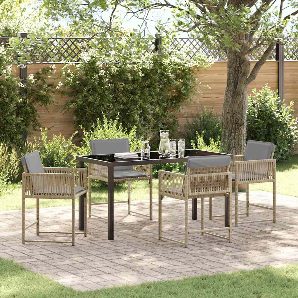 vidaXL Tuin Eettafel Set 5 pcs Zwart poly rattan