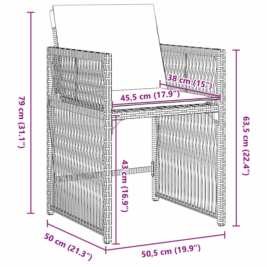 vidaXL Tuin Eettafel Set 5 pcs Zwart poly rattan