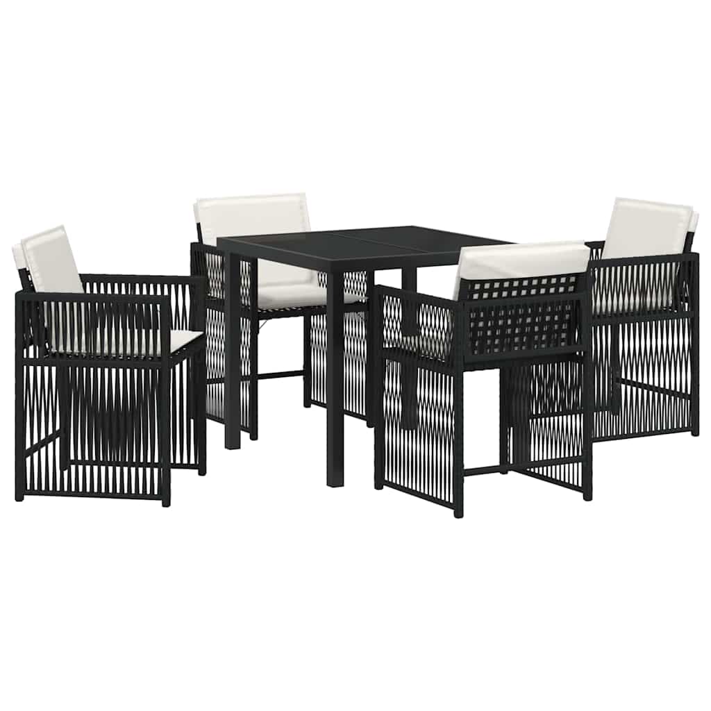 vidaXL Tuin Eettafel Set 5 pcs Zwart poly rattan