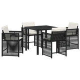 vidaXL Tuin Eettafel Set 5 pcs Zwart poly rattan