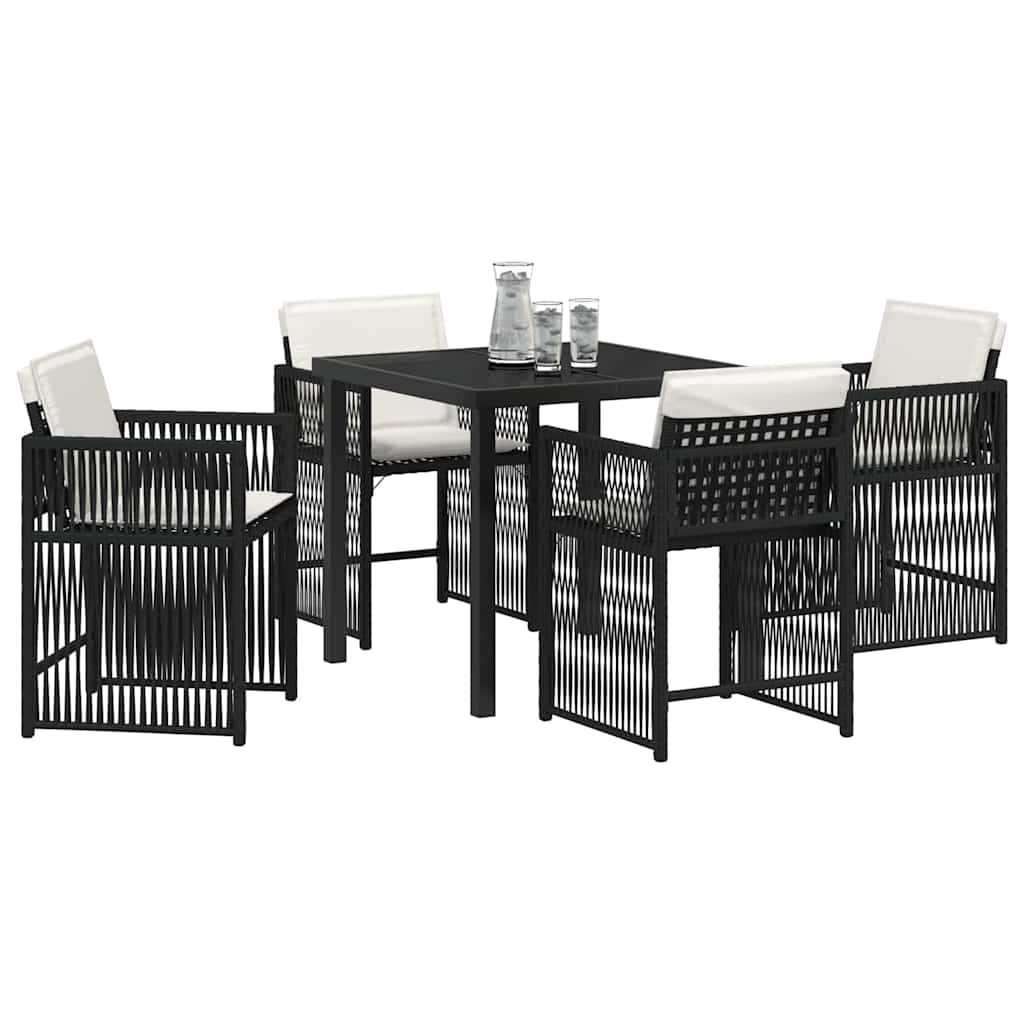vidaXL Tuin Eettafel Set 5 pcs Zwart poly rattan