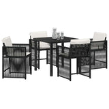 vidaXL Tuin Eettafel Set 5 pcs Zwart poly rattan