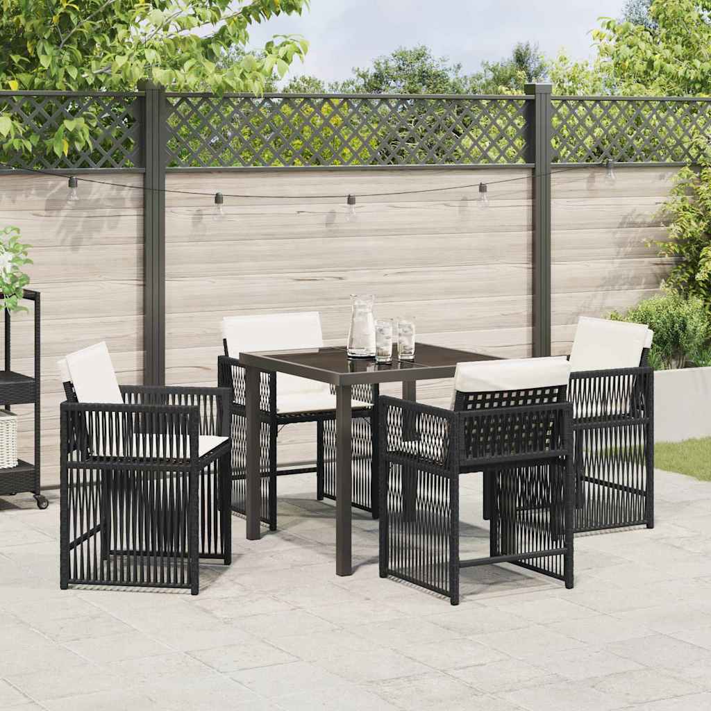 vidaXL Tuin Eettafel Set 5 pcs Zwart poly rattan
