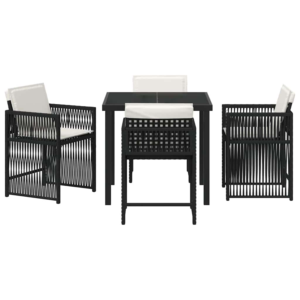 vidaXL Tuin Eettafel Set 5 pcs Zwart poly rattan