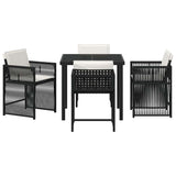 vidaXL Tuin Eettafel Set 5 pcs Zwart poly rattan