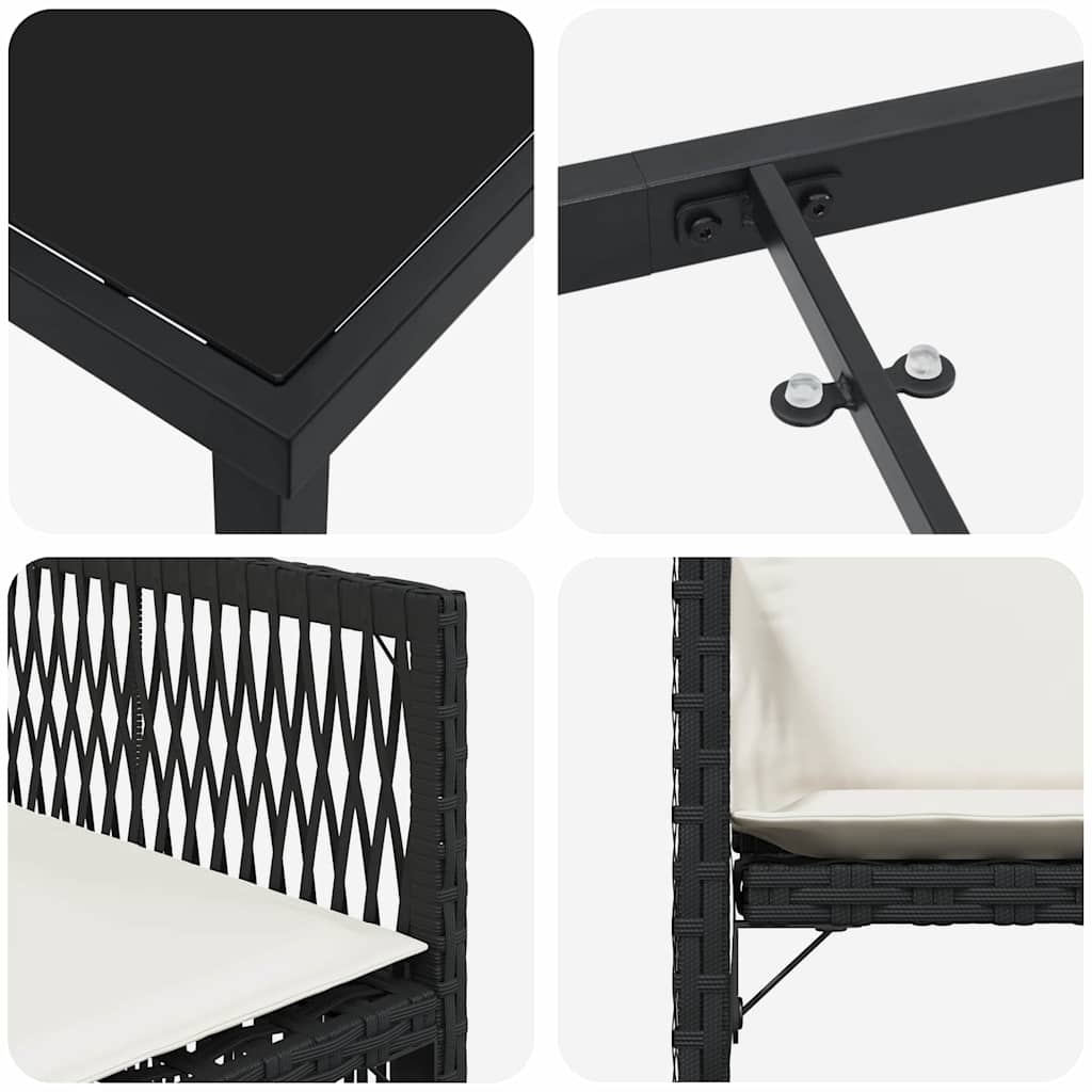 vidaXL Tuin Eettafel Set 5 pcs Zwart poly rattan