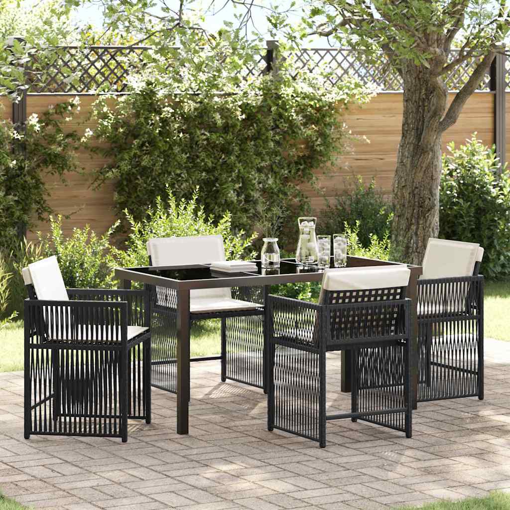 vidaXL Tuin Eettafel Set 5 pcs Zwart poly rattan