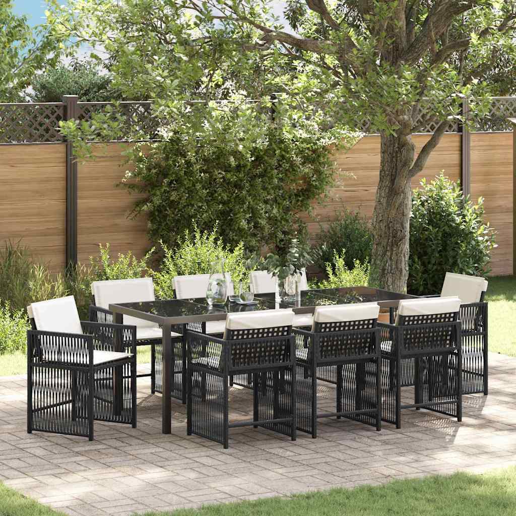 vidaXL Tuin Eettafel Set 5 pcs Zwart poly rattan