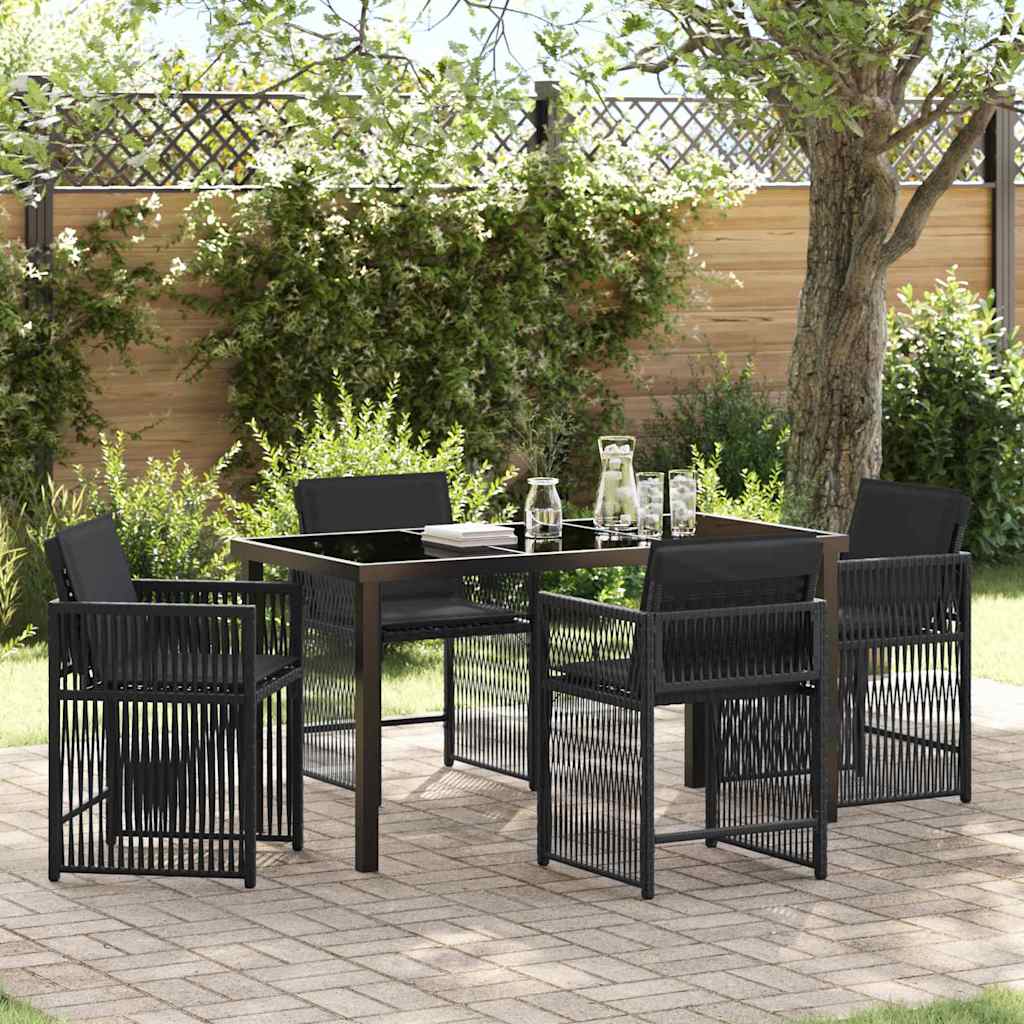 vidaXL Tuin Eettafel Set 5 pcs Zwart poly rattan