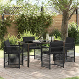 vidaXL Tuin Eettafel Set 5 pcs Zwart poly rattan