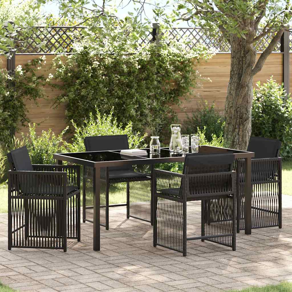 vidaXL Tuin Eettafel Set 5 pcs Zwart poly rattan