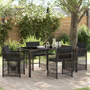 vidaXL Tuin Eettafel Set 5 pcs Zwart poly rattan