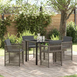 vidaXL Tuin Eettafel Set 5 pcs Zwart poly rattan