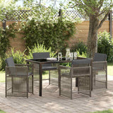 vidaXL Tuin Eettafel Set 5 pcs Zwart poly rattan