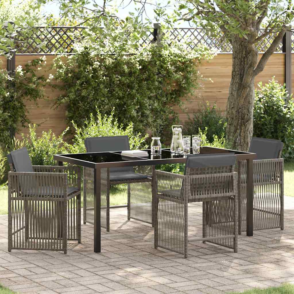 vidaXL Tuin Eettafel Set 5 pcs Zwart poly rattan