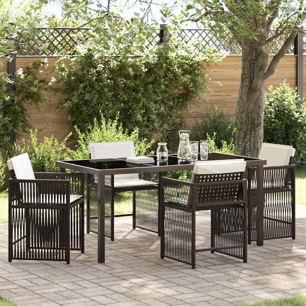 vidaXL Tuin Eettafel Set 5 pcs Zwart poly rattan