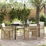 vidaXL Tuin Eettafel Set 5 pcs Zwart poly rattan