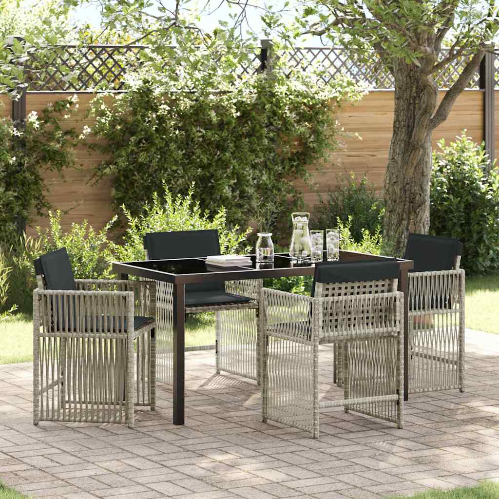 vidaXL Tuin Eettafel Set 5 pcs Zwart poly rattan