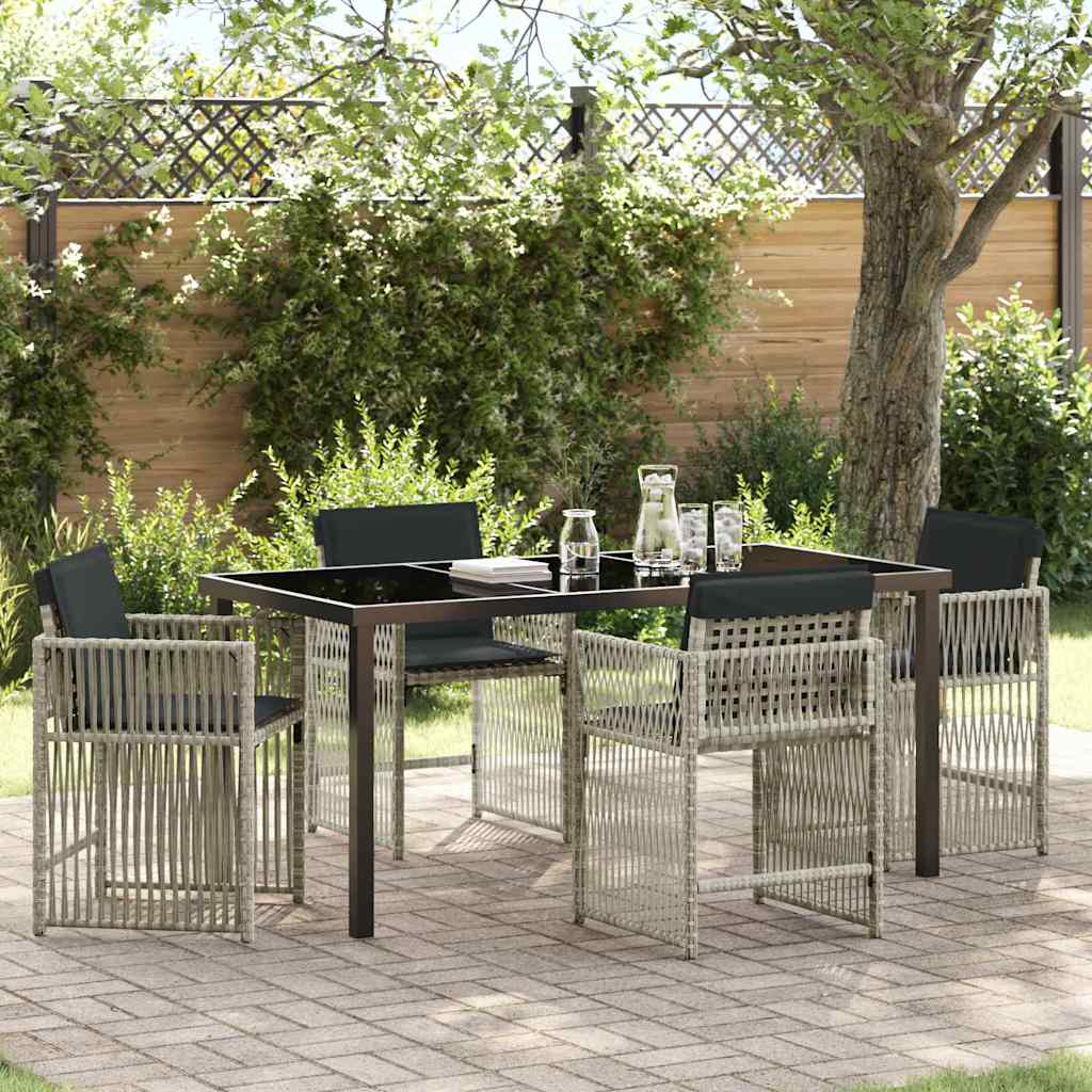 vidaXL Tuin Eettafel Set 5 pcs Zwart poly rattan