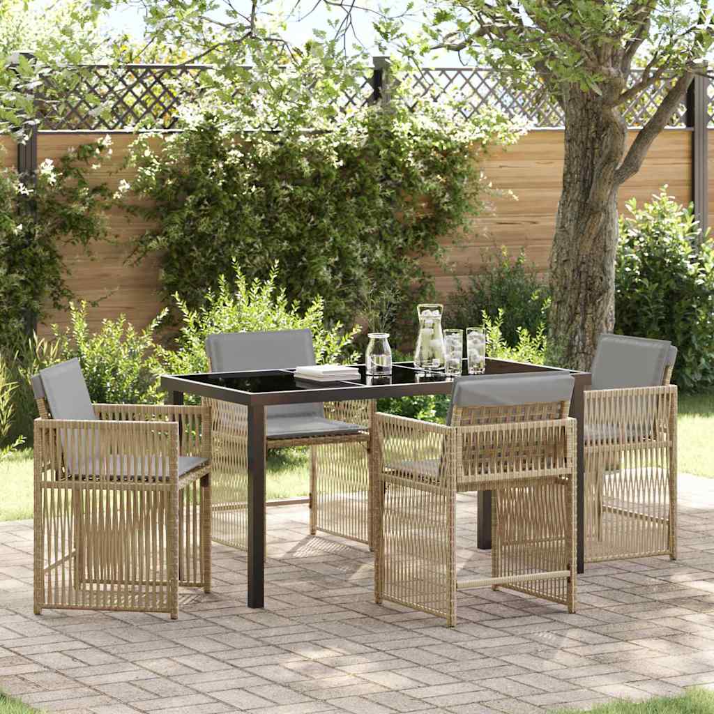 vidaXL Tuin Eettafel Set 5 pcs Zwart poly rattan