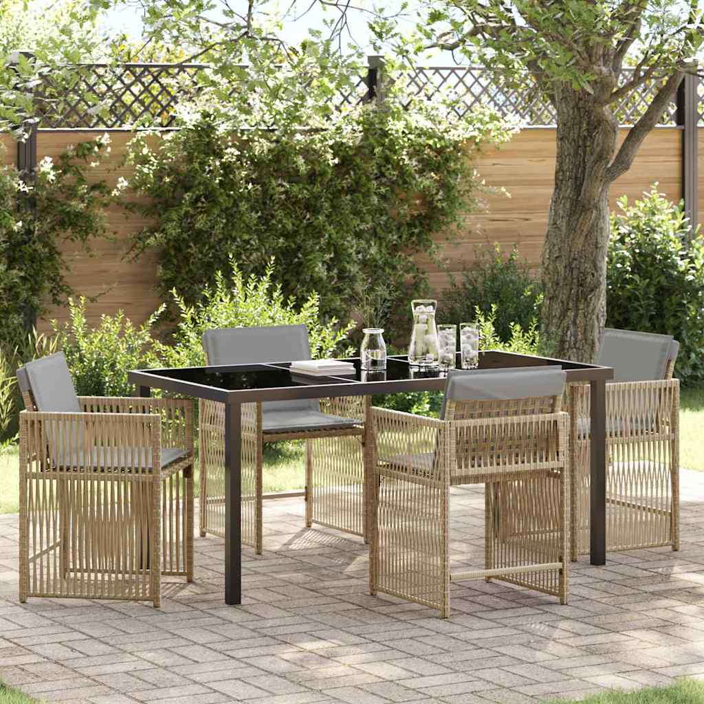 vidaXL Tuin Eettafel Set 5 pcs Zwart poly rattan