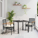 vidaXL Tuin Eettafel Set 3 pcs Zwart poly rattan