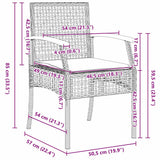 vidaXL Tuin Eettafel Set 3 pcs Zwart poly rattan