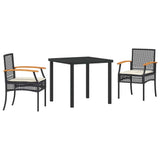 vidaXL Tuin Eettafel Set 3 pcs Zwart poly rattan