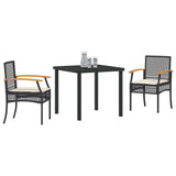 vidaXL Tuin Eettafel Set 3 pcs Zwart poly rattan